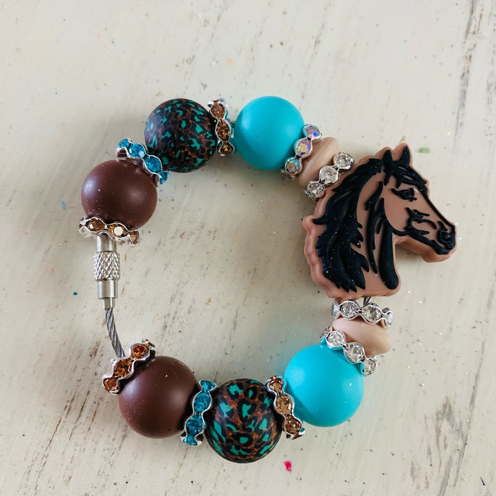 Stylish Horse Silicone Beaded Tumbler Charm